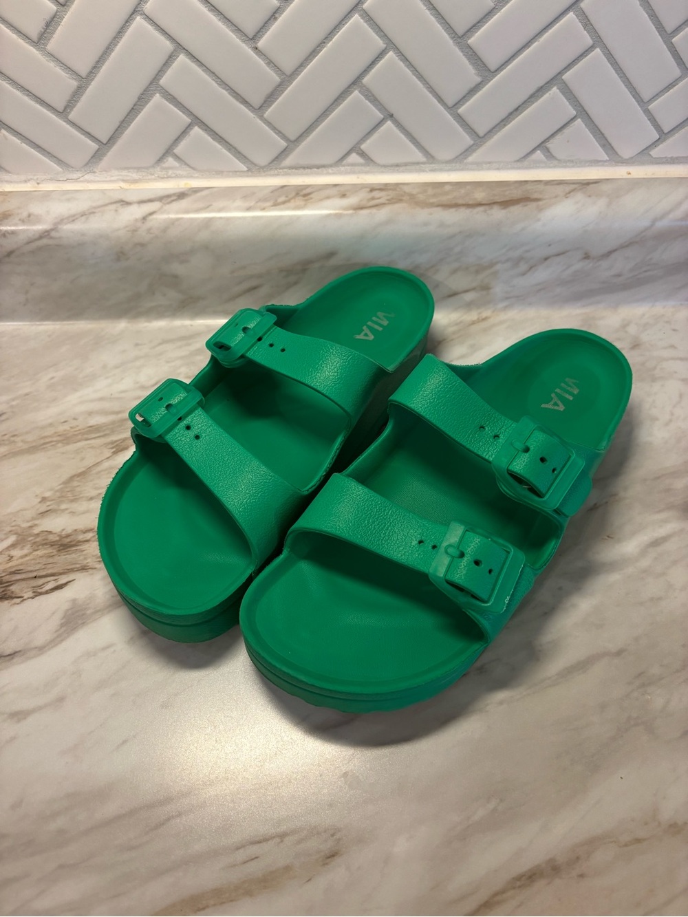 MIA Green Double-Strap Comfort Sandals